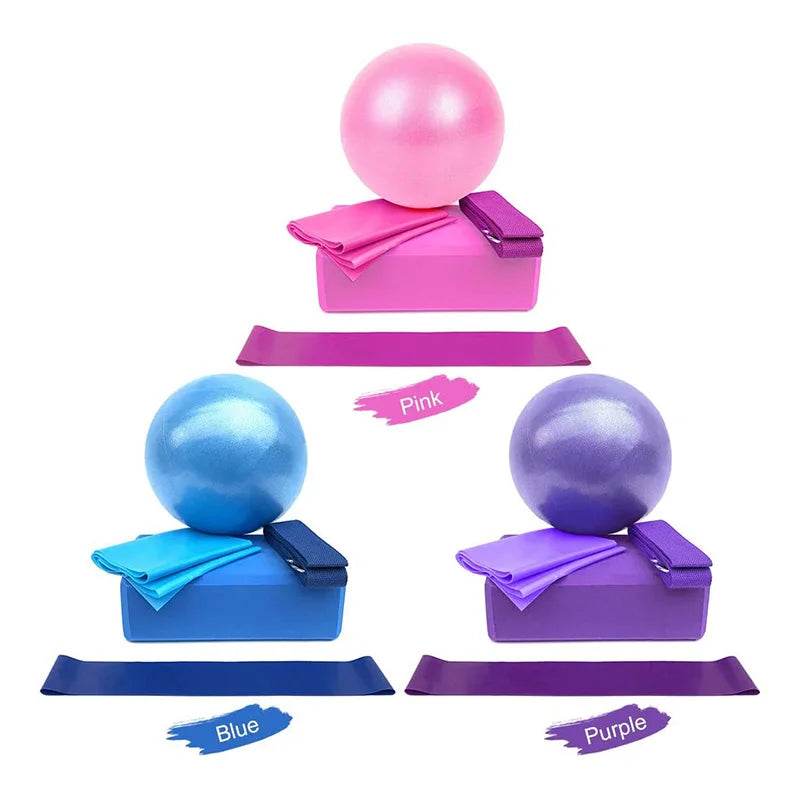 Yoga Starter Kit 5pcs Yoga Equipment Set With Blocks Ball Stretching Strap Resistance Loop Pilates Exercise Band - zenfulharmony.com