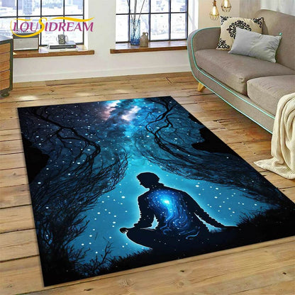 3D Yoga Zen Naturalize Meditation Rainbow 7 Chakra Area Rug,Carpet for Living Room Bedroom Sofa Doormat Decor,Non-slip Floor Mat - zenfulharmony.com