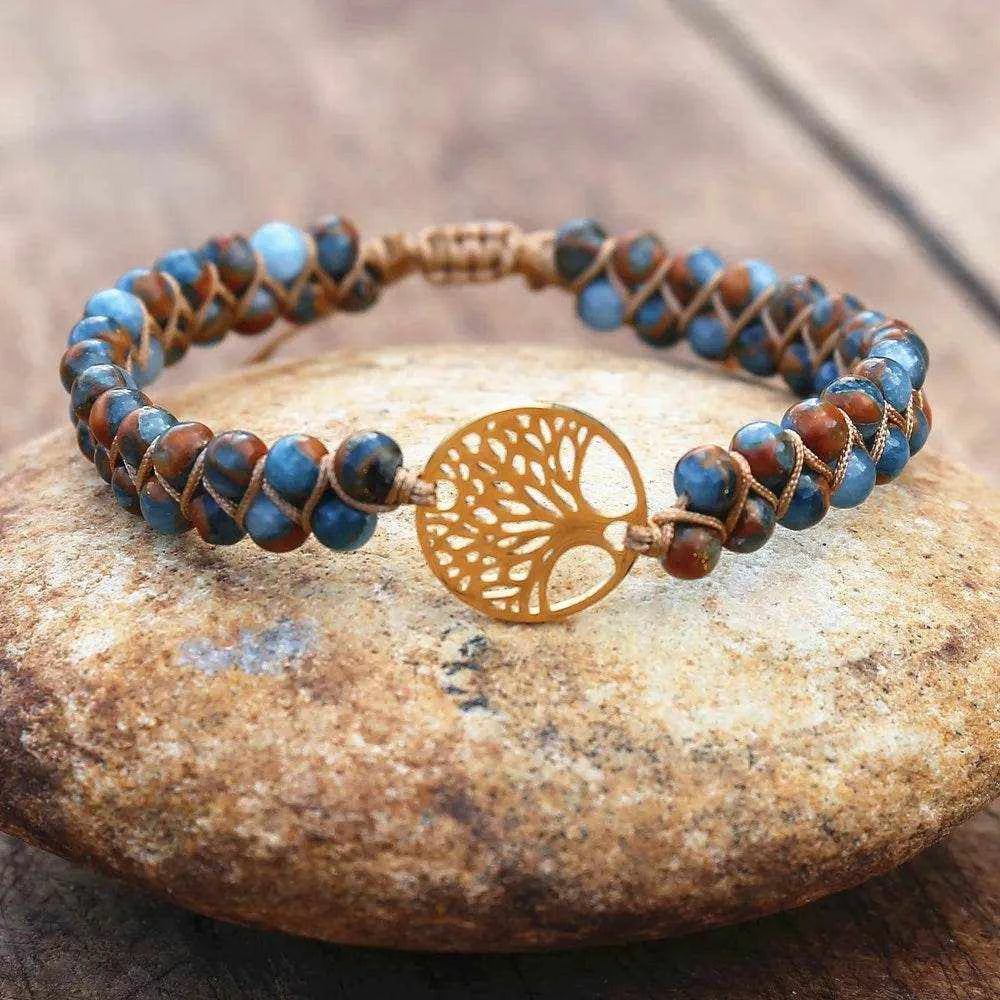 Double Layer Natural Stone African Jasper Bracelets woven Bohemia Zinc - zenfulharmony.com