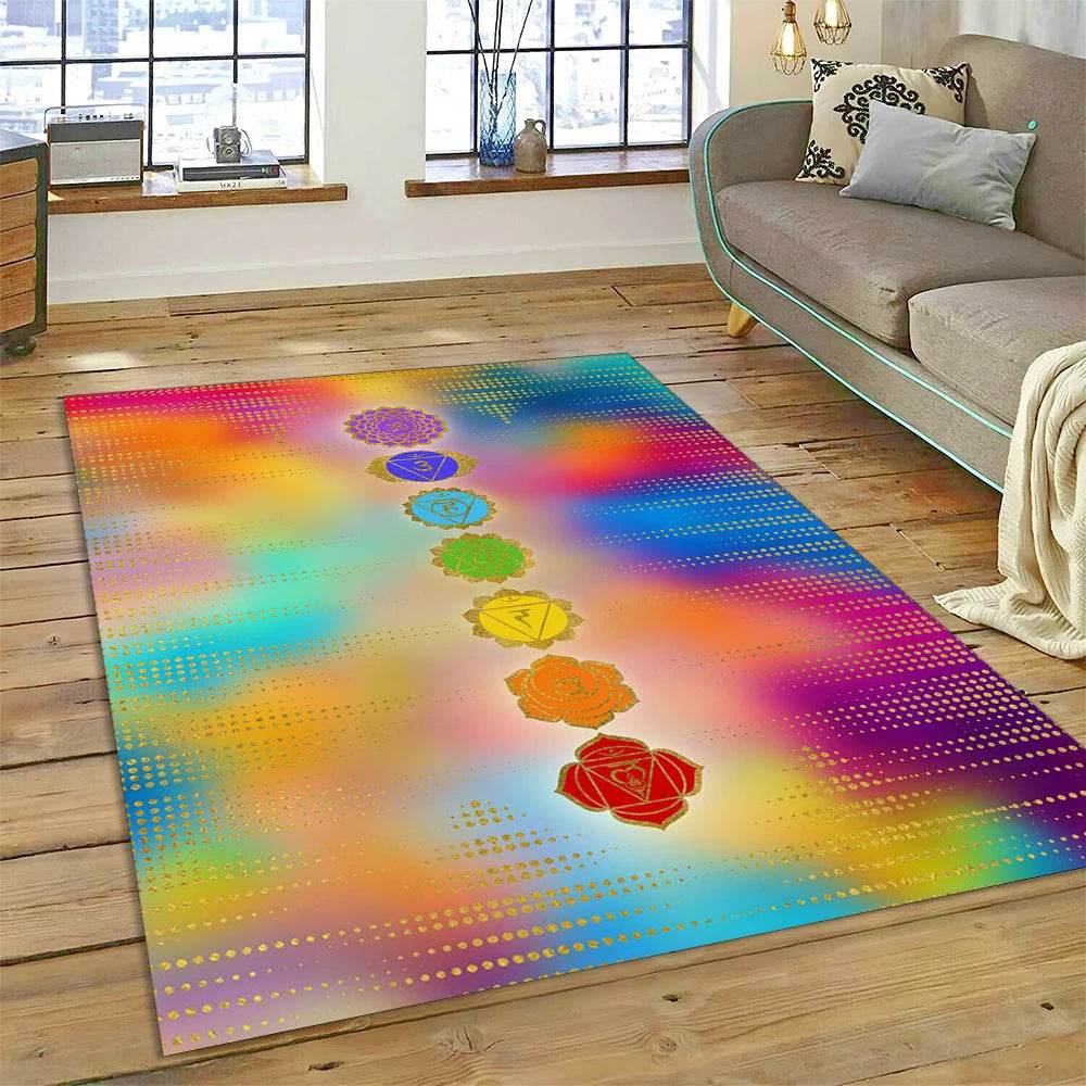3D Yoga Zen Naturalize Meditation Rainbow 7 Chakra Area Rug,Carpet for Living Room Bedroom Sofa Doormat Decor,Non-slip Floor Mat - zenfulharmony.com