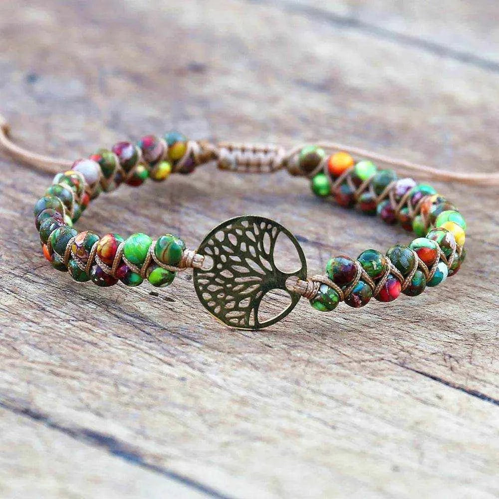 Double Layer Natural Stone African Jasper Bracelets woven Bohemia Zinc - zenfulharmony.com