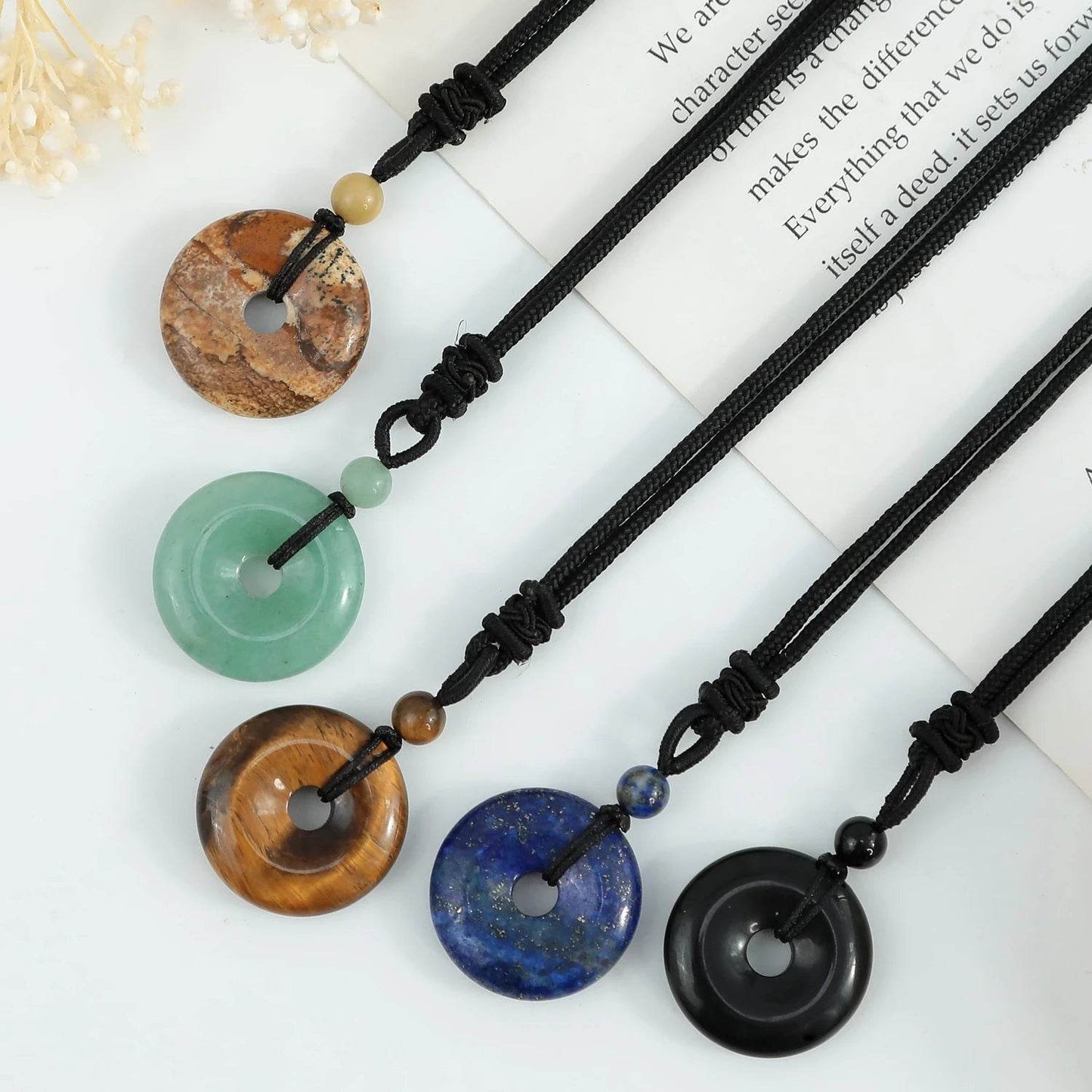 25mm Circle Donut Healing Crystal Quartz Necklace For Women Men Natural Amethyst Stone Amulet Lucky Chakra Coin Charm Pendant - zenfulharmony.com