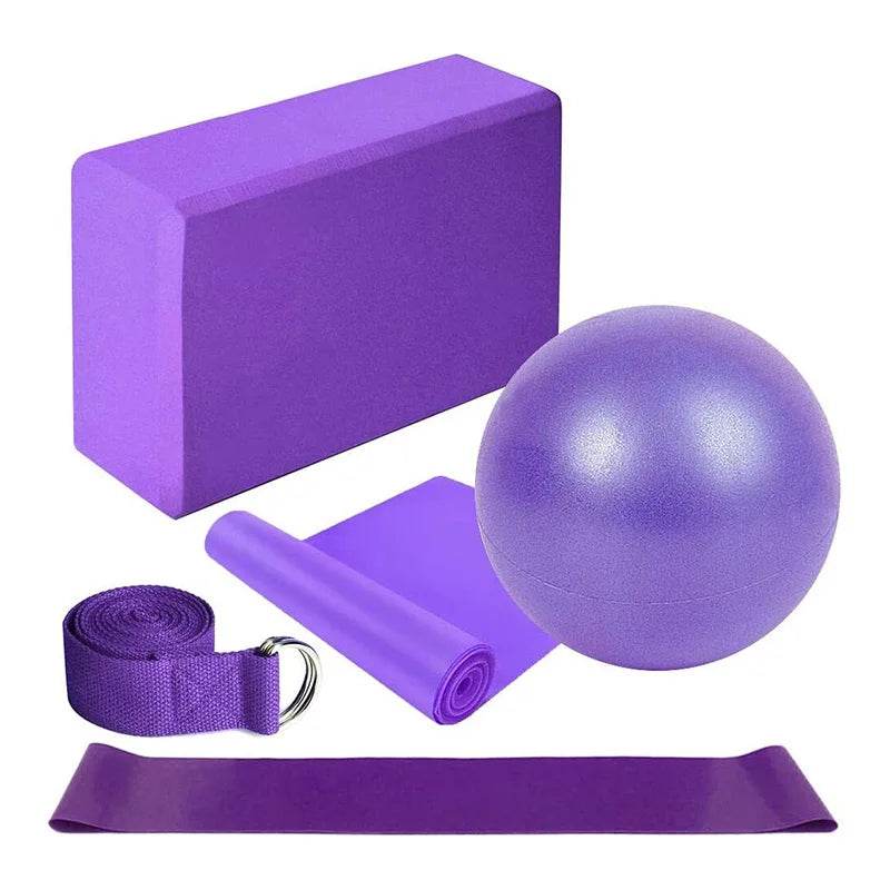 Yoga Starter Kit 5pcs Yoga Equipment Set With Blocks Ball Stretching Strap Resistance Loop Pilates Exercise Band - zenfulharmony.com