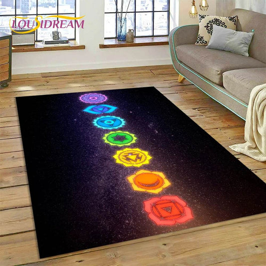 3D Yoga Zen Naturalize Meditation Rainbow 7 Chakra Area Rug,Carpet for Living Room Bedroom Sofa Doormat Decor,Non-slip Floor Mat - zenfulharmony.com