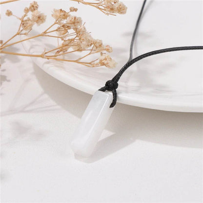 Healing Amethysts Pendant Necklaces Natural Stone Dalmation Rectangle Shape Charm Necklace - zenfulharmony.com