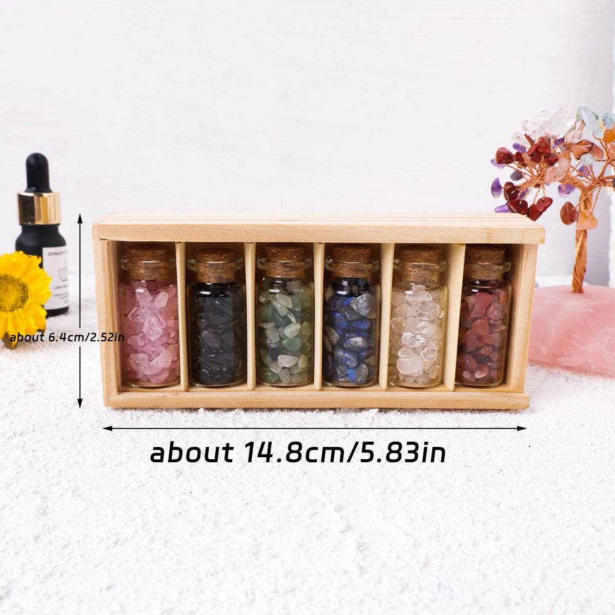 Natural Crystal Crushed Stone 5-7mm Drift Bottle Wooden Box Collection Gift Box - zenfulharmony.com