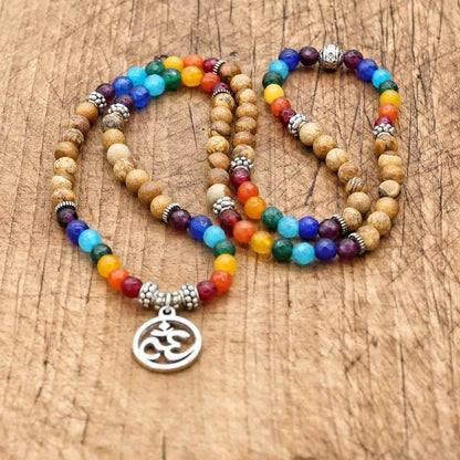 6mm Beads Tiger Eye 7 Chakra Mala Bracelets - zenfulharmony.com