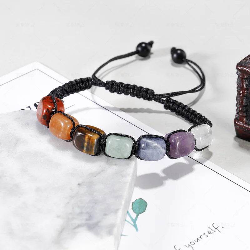Boho 7 Chakra Healing Beaded Bracelets For Women Men 8mm Reiki Prayer Balance Beads Bracelet Adjustable Braided Bangles Jewelry - zenfulharmony.com