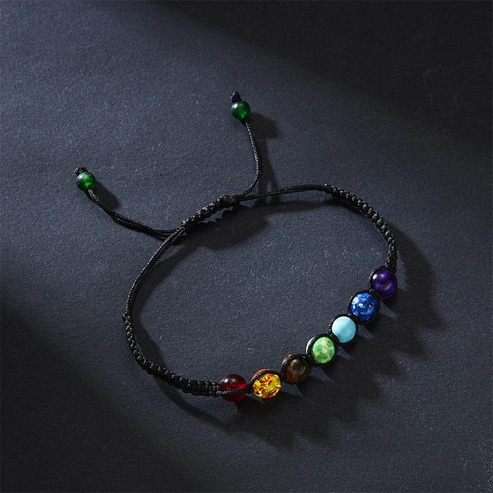 Boho 7 Chakra Healing Beaded Bracelets For Women Men 8mm Reiki Prayer Balance Beads Bracelet Adjustable Braided Bangles Jewelry - zenfulharmony.com
