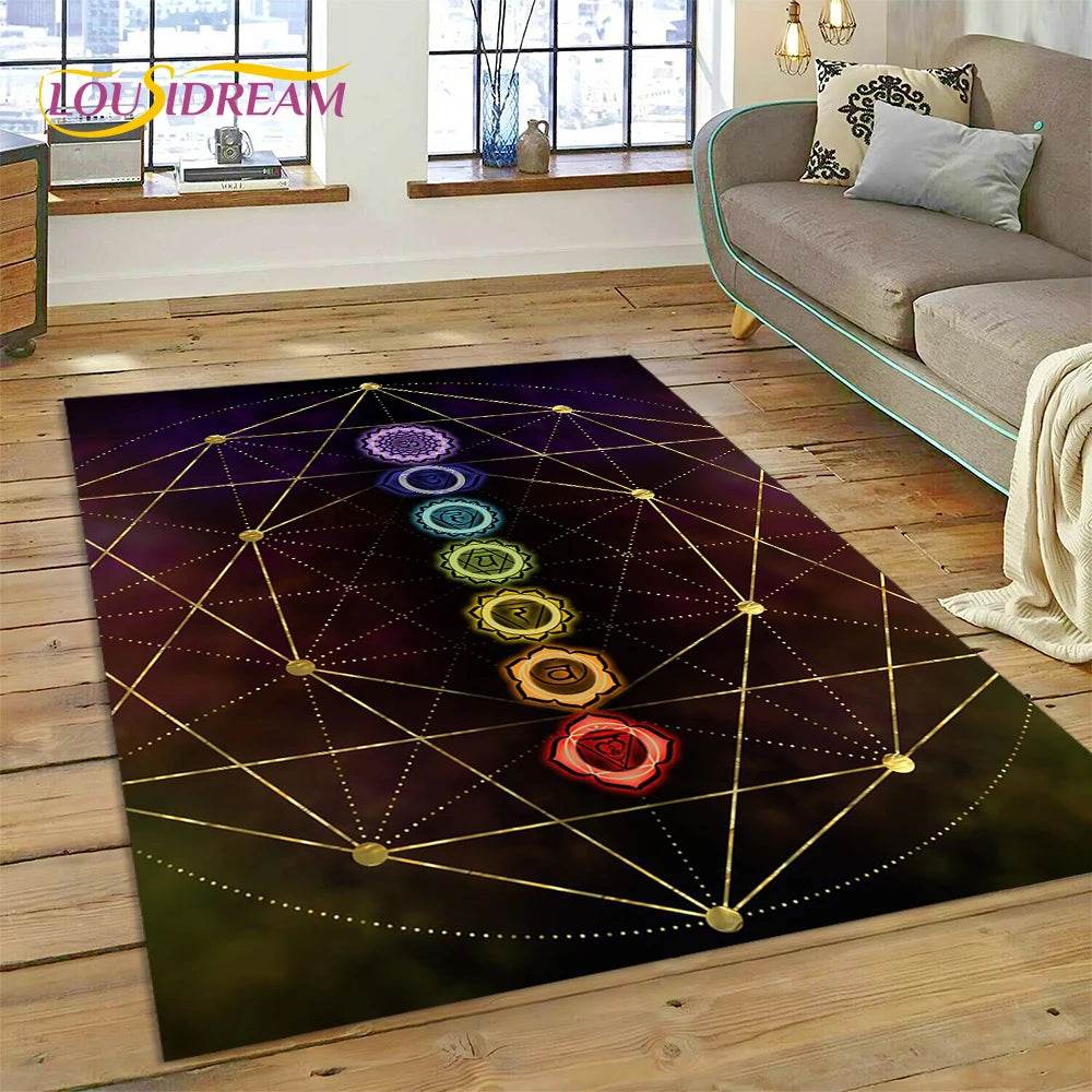 3D Yoga Zen Naturalize Meditation Rainbow 7 Chakra Area Rug,Carpet for Living Room Bedroom Sofa Doormat Decor,Non-slip Floor Mat - zenfulharmony.com