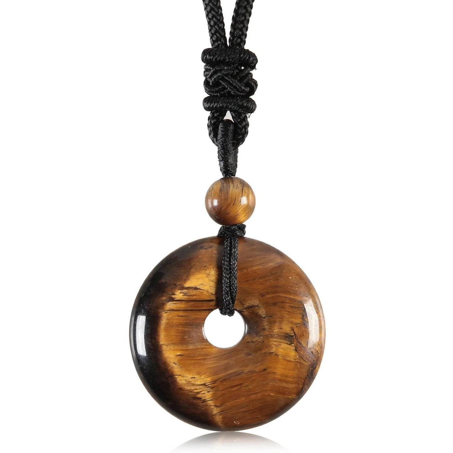 25mm Circle Donut Healing Crystal Quartz Necklace For Women Men Natural Amethyst Stone Amulet Lucky Chakra Coin Charm Pendant - zenfulharmony.com