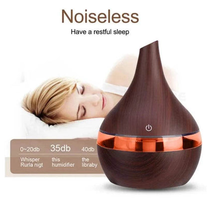Essential Aroma Oil Diffuser Ultrasonic Wood Grain LED Light Room Air Humidifier - zenfulharmony.com