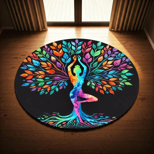 7 Chakras Meditation Yoga Carpet living room Colorful Round Rug for Yoga Lovers Floor Mat Yoga Room Decor Easter Festivals Gift - zenfulharmony.com