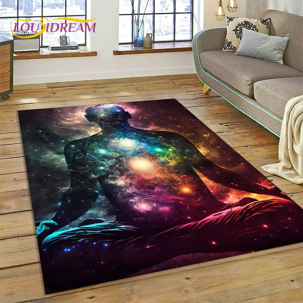 3D Yoga Zen Naturalize Meditation Rainbow 7 Chakra Area Rug,Carpet for Living Room Bedroom Sofa Doormat Decor,Non-slip Floor Mat - zenfulharmony.com