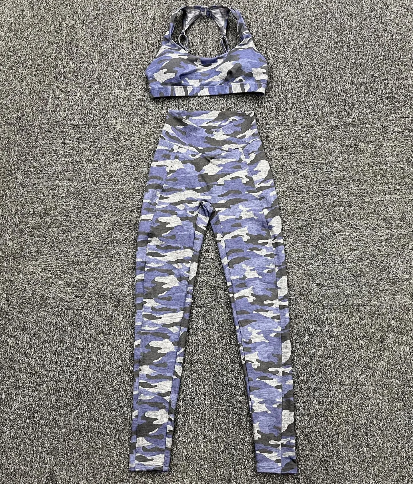QK 2025 Camo Sports Bra Squat Proof Scrunch High V Waist Leggings Yoga Sets Fitness Workout Gym Pant Women Running Active Suit