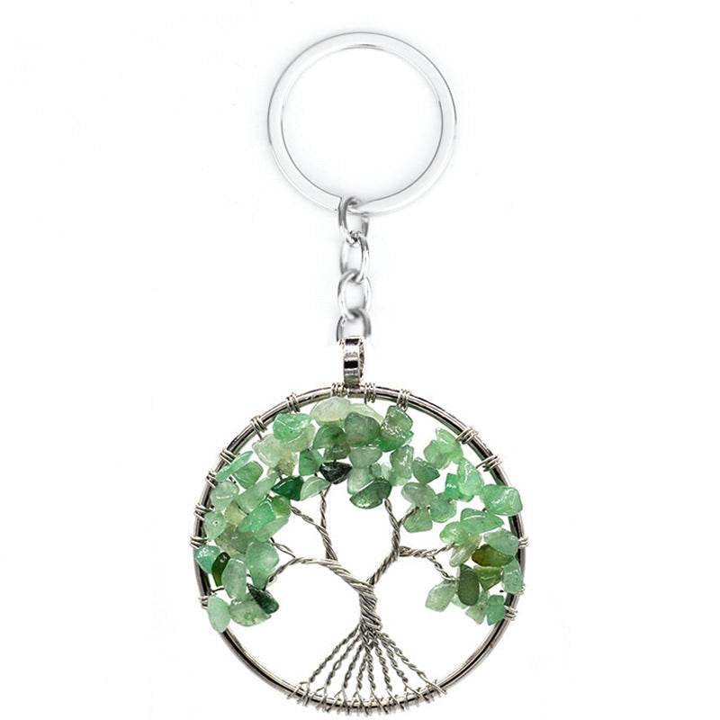 7 Colors Natural Crystal Gravel Tree Of Life Keychain - zenfulharmony.com