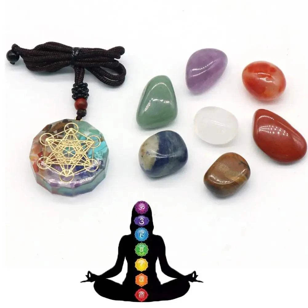 Natural Crystal Chakras Kit Amethyst Stone Healing Meditation Reiki 7