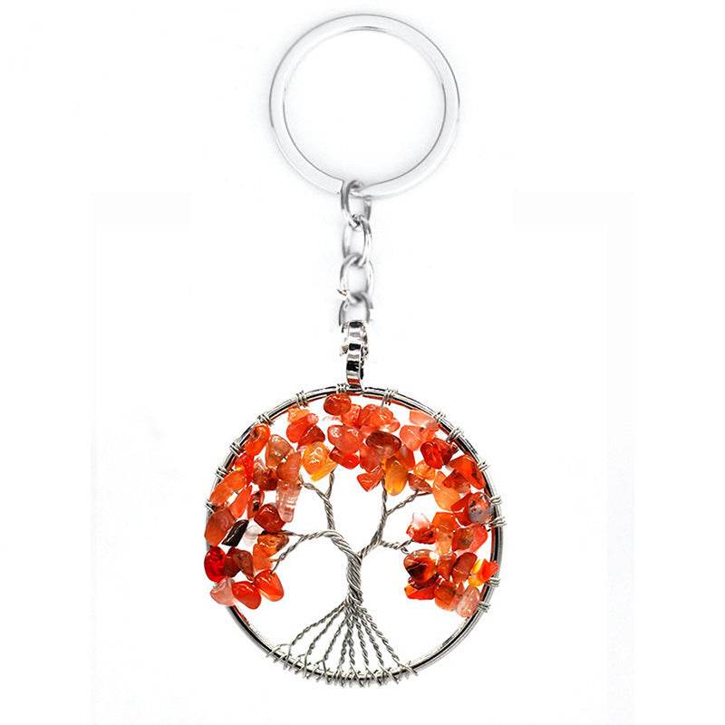 7 Colors Natural Crystal Gravel Tree Of Life Keychain - zenfulharmony.com