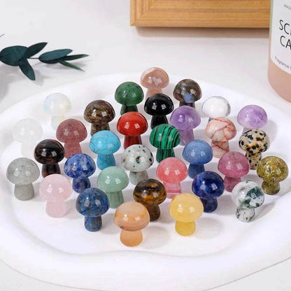 10 pcs Mini Mushroom Figurine Garden Decoration crystal Mineral Craft Natural Stone Healing specimen , meditation Home Decor - zenfulharmony.com