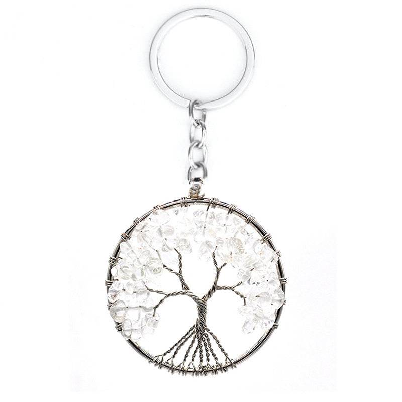 7 Colors Natural Crystal Gravel Tree Of Life Keychain - zenfulharmony.com