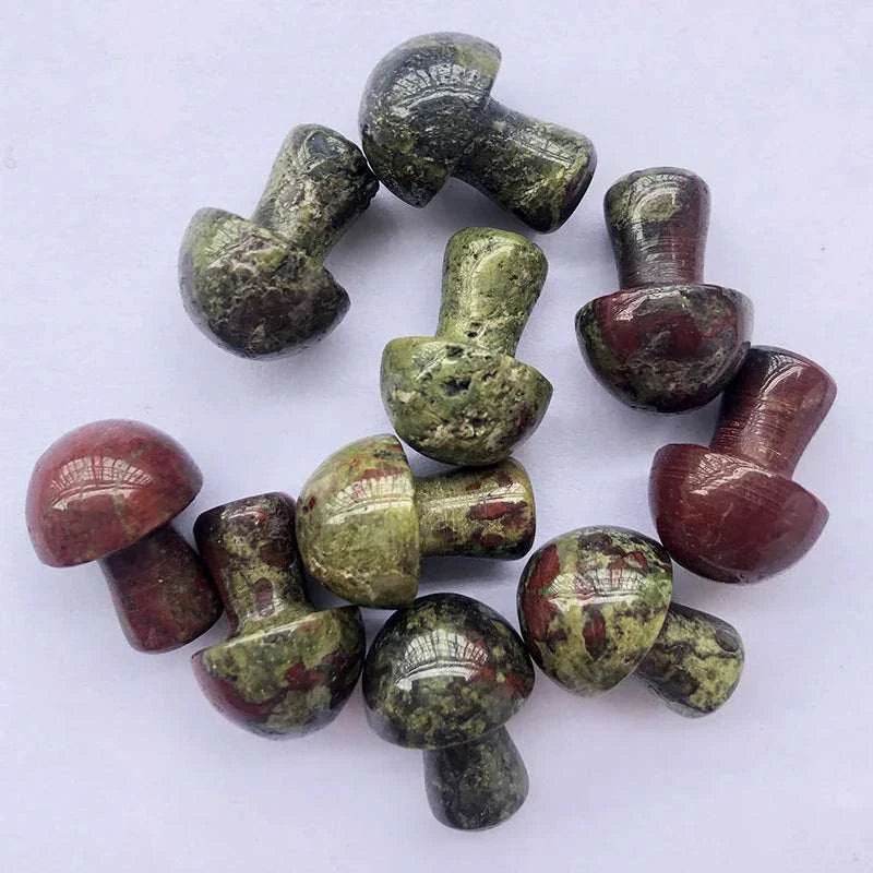 10 pcs Mini Mushroom Figurine Garden Decoration crystal Mineral Craft Natural Stone Healing specimen , meditation Home Decor - zenfulharmony.com
