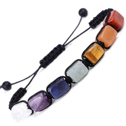 Seven Chakra Beads Bracelet Natural Stones Black Rope Braided Bracelet - zenfulharmony.com