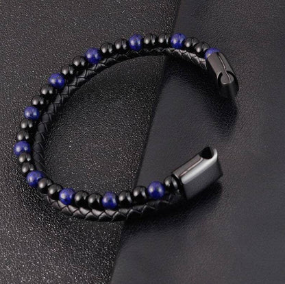 6mm Volcanic Natural Stone Tigereye Beaded Bracelet Men Cowhide String Bracelets - zenfulharmony.com