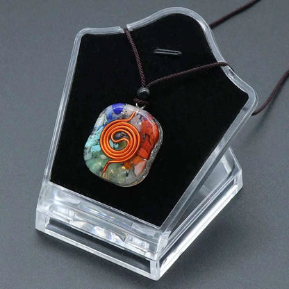Orgonite Chakra Pendant with 7 Types of Natural Crystals
