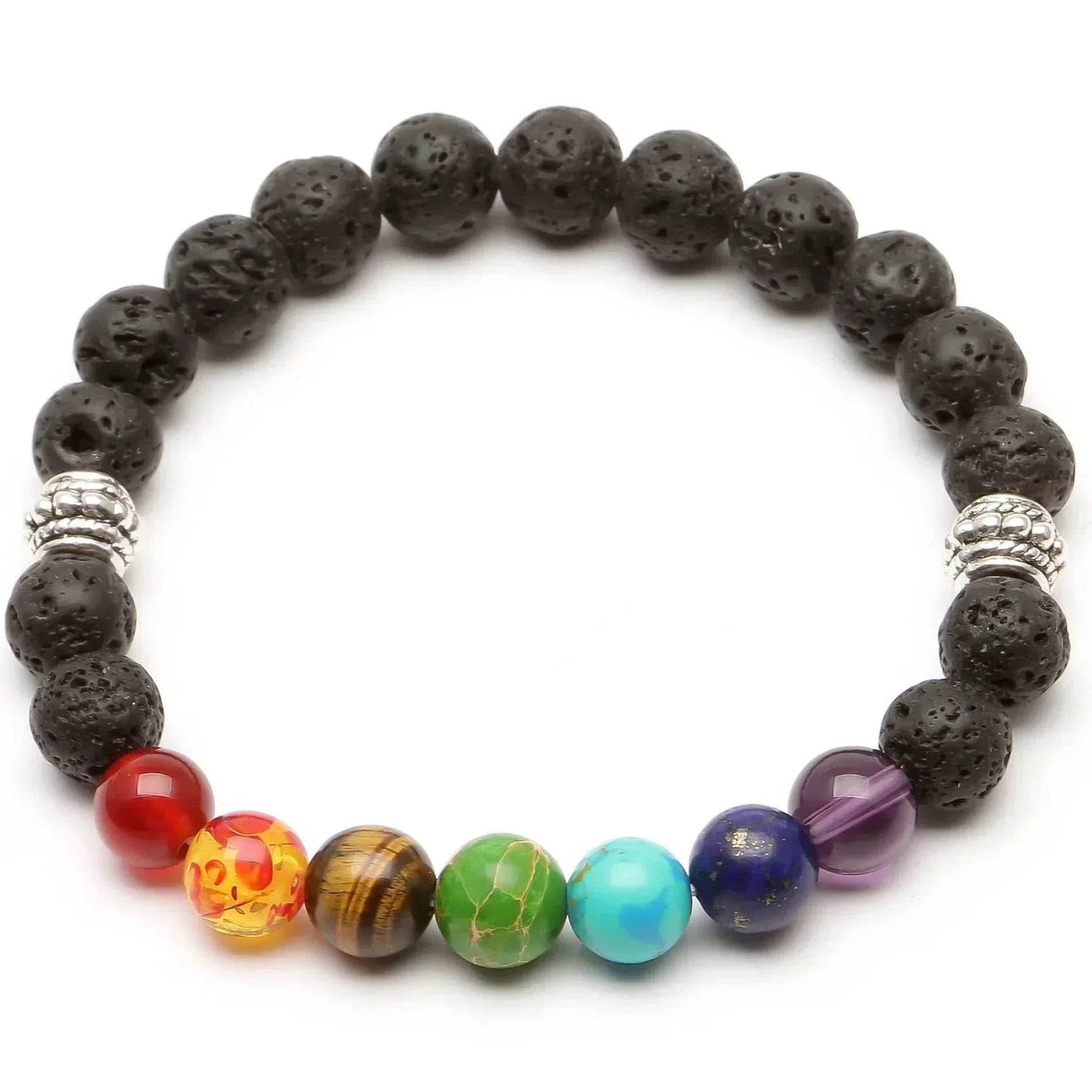 Seven Chakra Beads Bracelet Natural Stones Black Rope Braided Bracelet - zenfulharmony.com