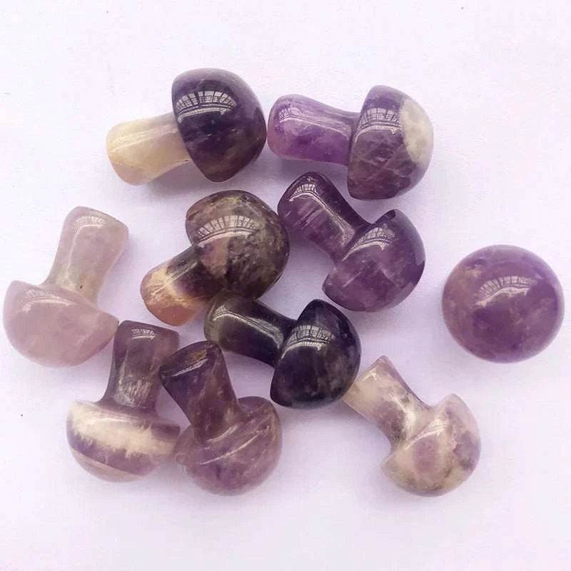 10 pcs Mini Mushroom Figurine Garden Decoration crystal Mineral Craft Natural Stone Healing specimen , meditation Home Decor - zenfulharmony.com