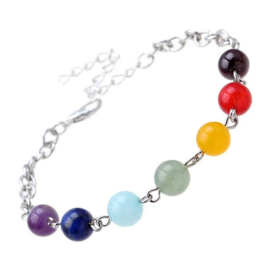 Seven Chakra Beads Bracelet Natural Stones Black Rope Braided Bracelet - zenfulharmony.com