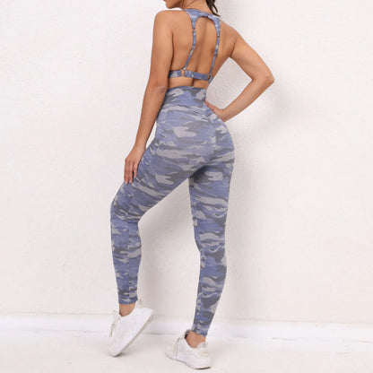 QK 2025 Camo Sports Bra Squat Proof Scrunch High V Waist Leggings Yoga Sets Fitness Workout Gym Pant Women Running Active Suit