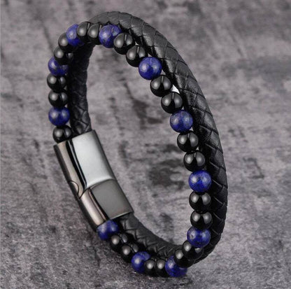 6mm Volcanic Natural Stone Tigereye Beaded Bracelet Men Cowhide String Bracelets - zenfulharmony.com
