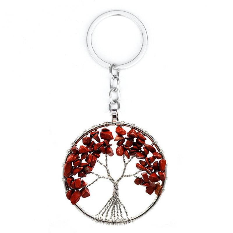 7 Colors Natural Crystal Gravel Tree Of Life Keychain - zenfulharmony.com