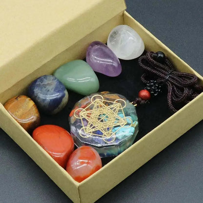 Natural Crystal Chakras Kit Amethyst Stone Healing Meditation Reiki 7
