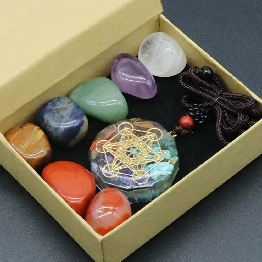 Natural Crystal Chakras Kit Amethyst Stone Healing Meditation Reiki 7