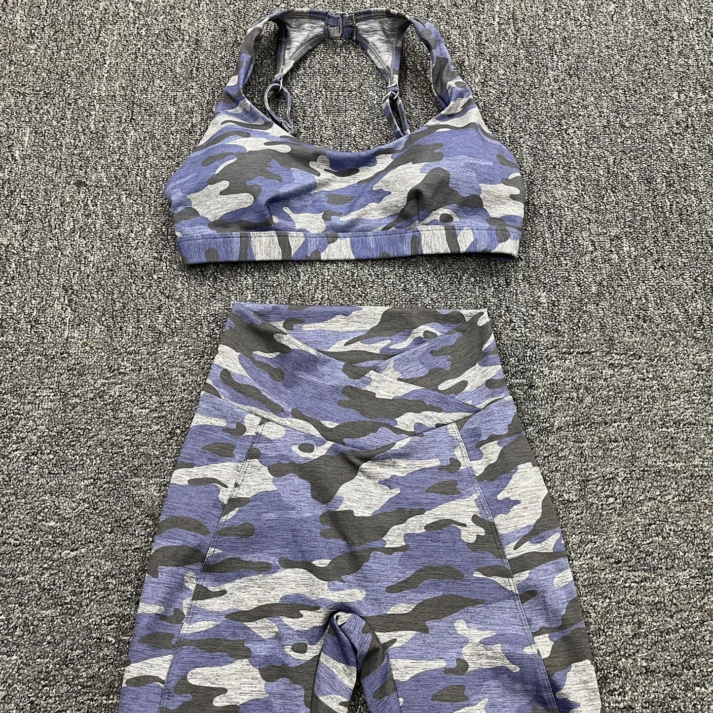 QK 2025 Camo Sports Bra Squat Proof Scrunch High V Waist Leggings Yoga Sets Fitness Workout Gym Pant Women Running Active Suit
