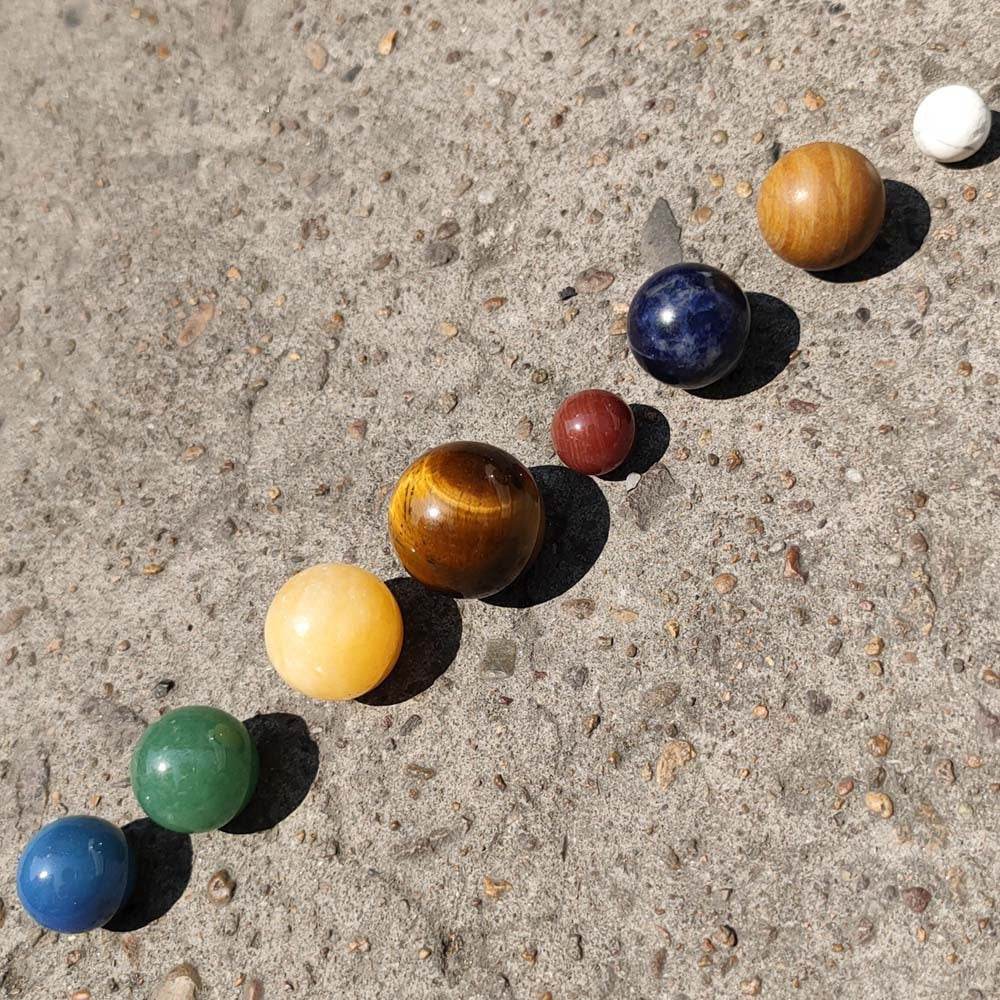 Natural Stone Solar System Eight Planets Jade Ball Teaching Cognitive Ornaments - zenfulharmony.com